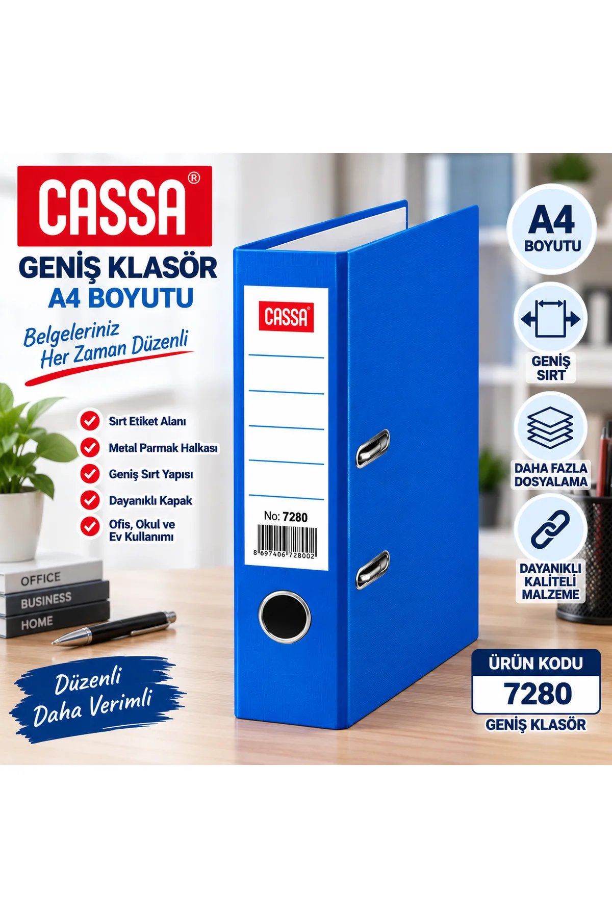 Cassa Mavi Geniş Klasör A4 Tekli