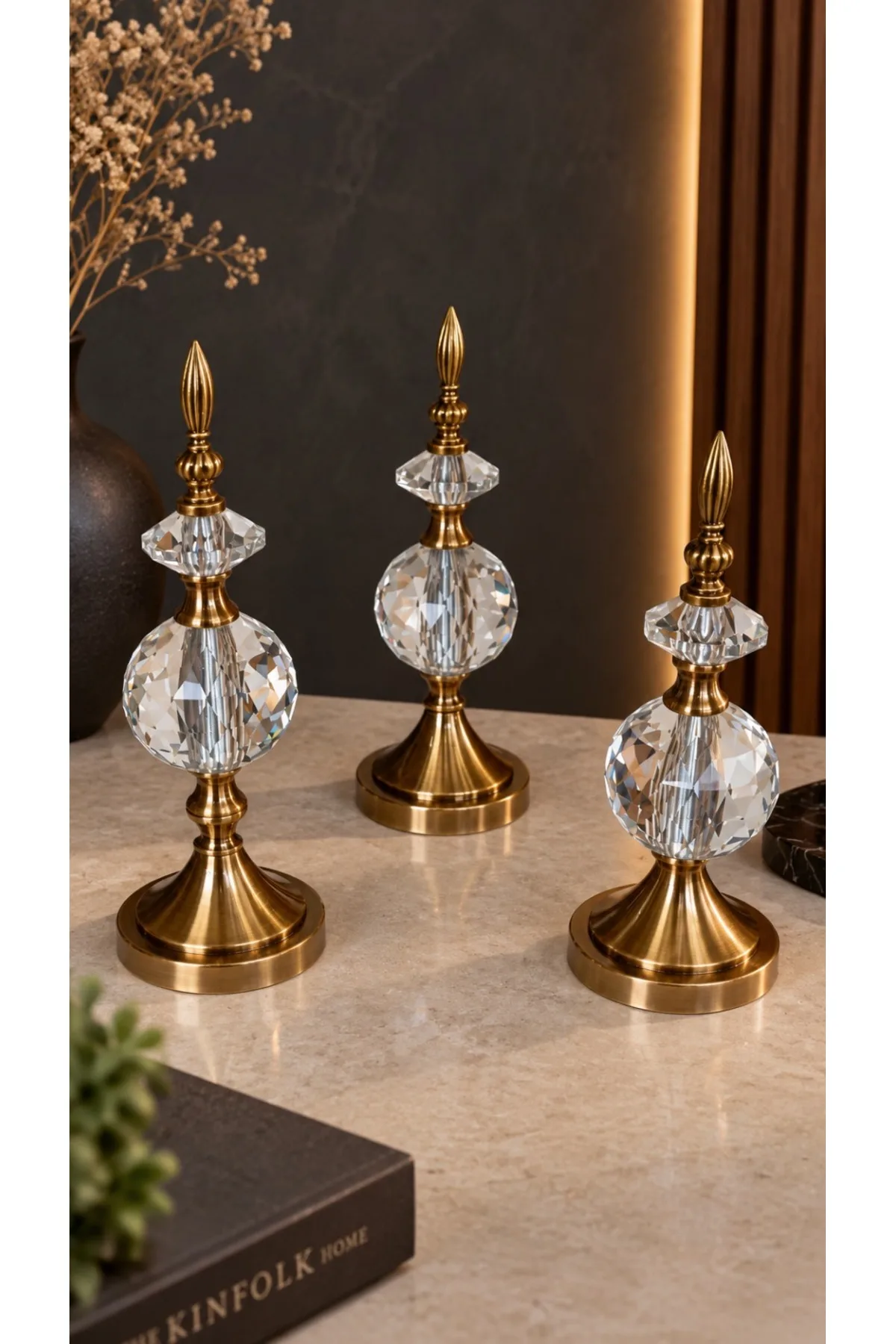 Kristal Detaylı Metal Gövdeli Dekoratif Aksesuar (BRONZ)