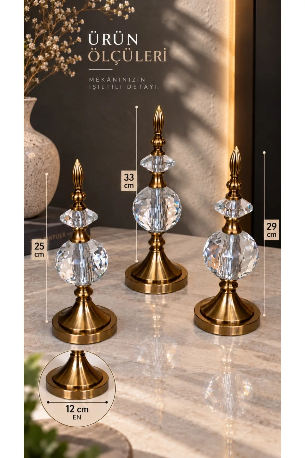 Kristal Detaylı Metal Gövdeli Dekoratif Aksesuar (BRONZ)