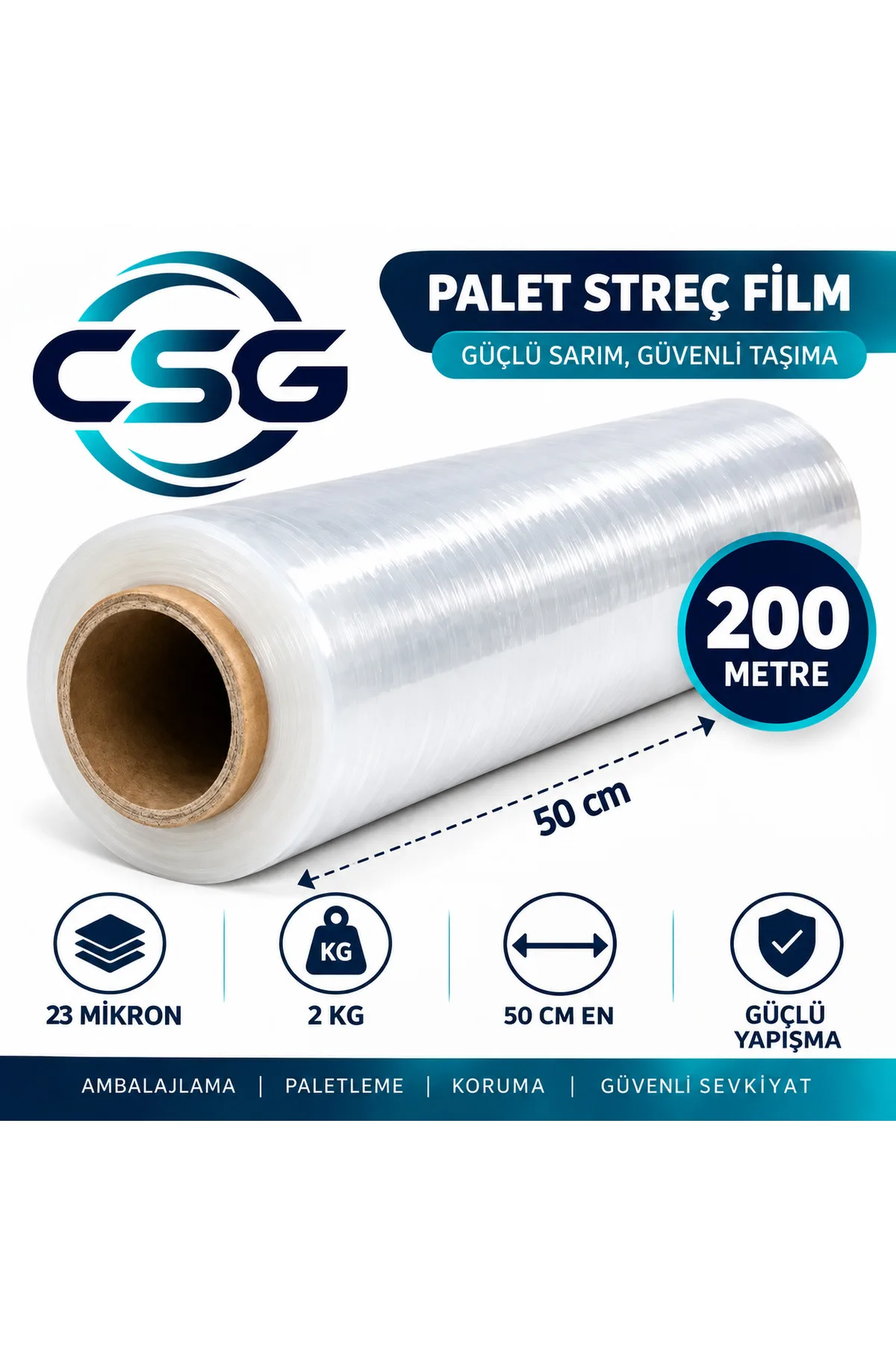 Hiper 50cm 23 Mikron 2kg Şeffaf Palet Streç Film - Güçlü ve Dayanıklı Ambalaj Stereci