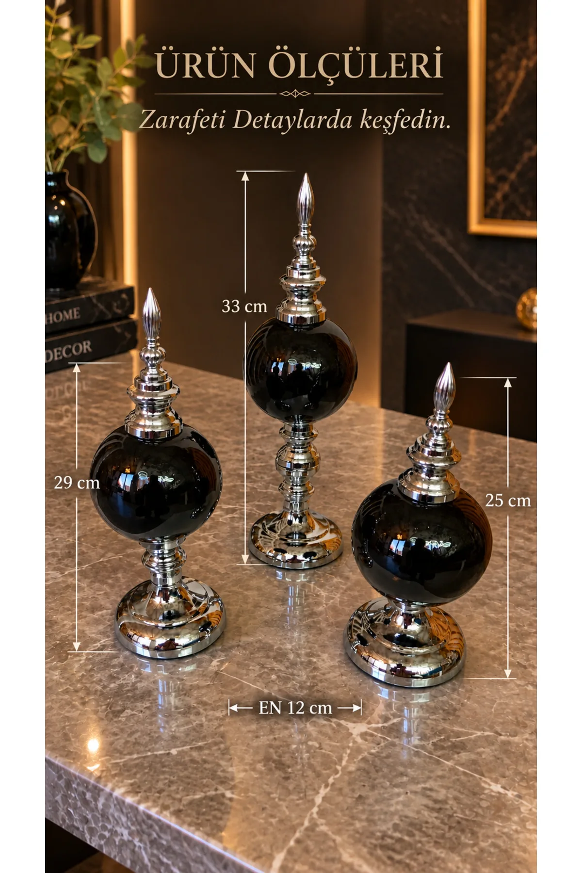 Krom Metal Kaplama Seramik Dekoratif Aksesuar