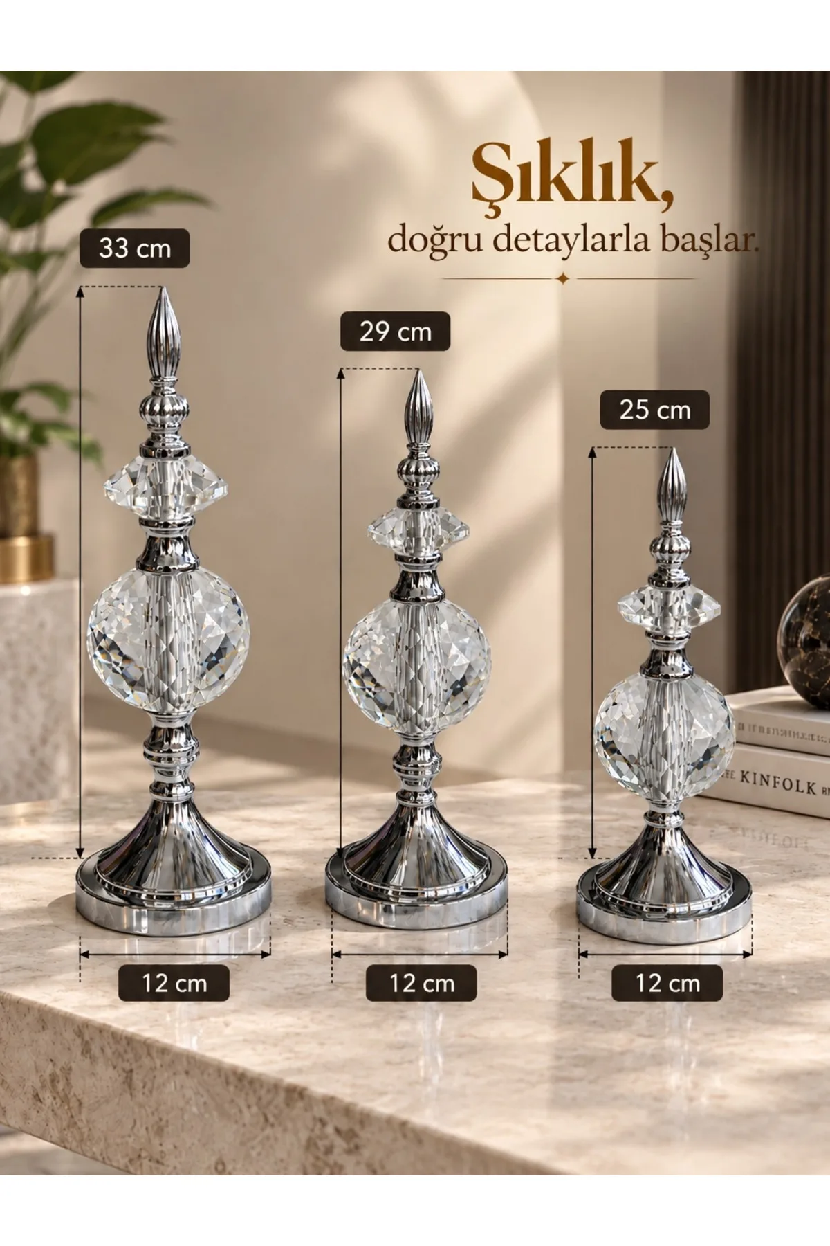Kristal Detaylı Metal Gövdeli Dekoratif Aksesuar (Bronz)