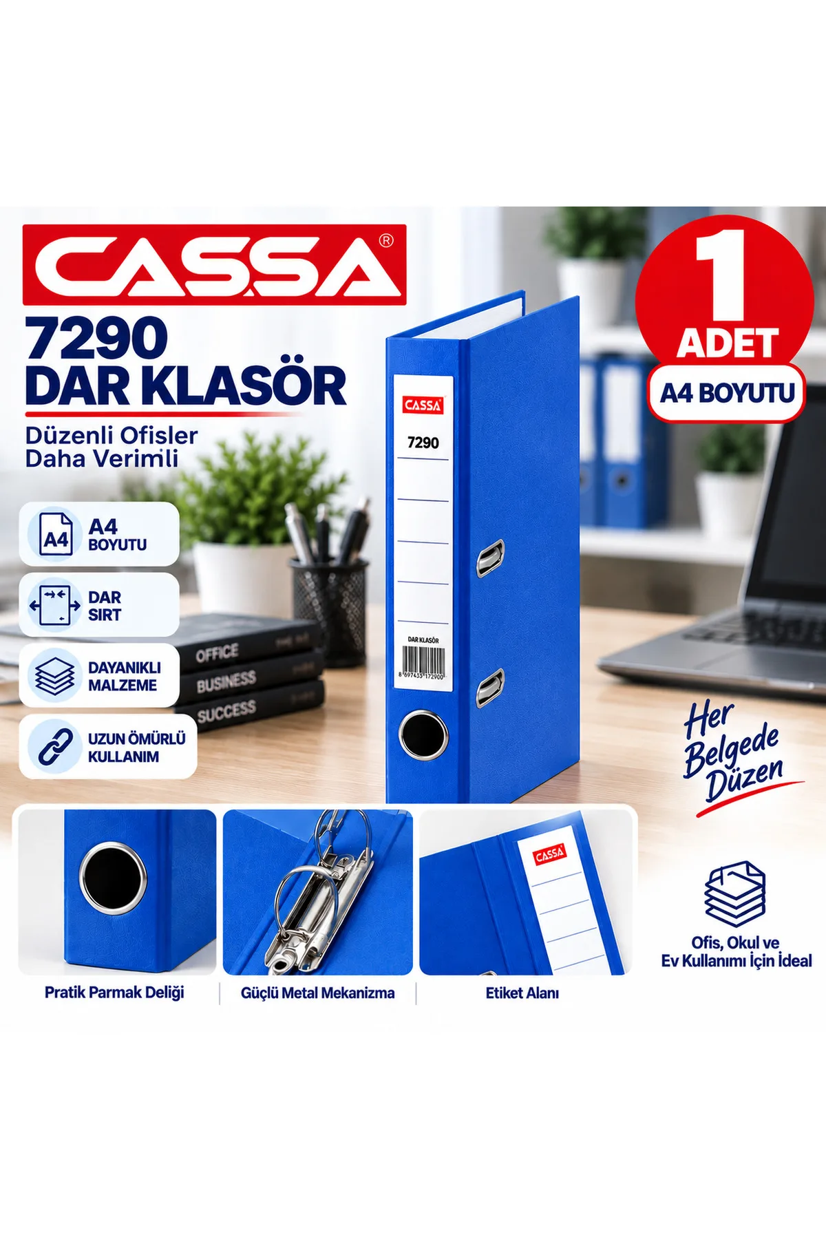 Cassa 7290 Mavi Dar Klasör A4 Tekli