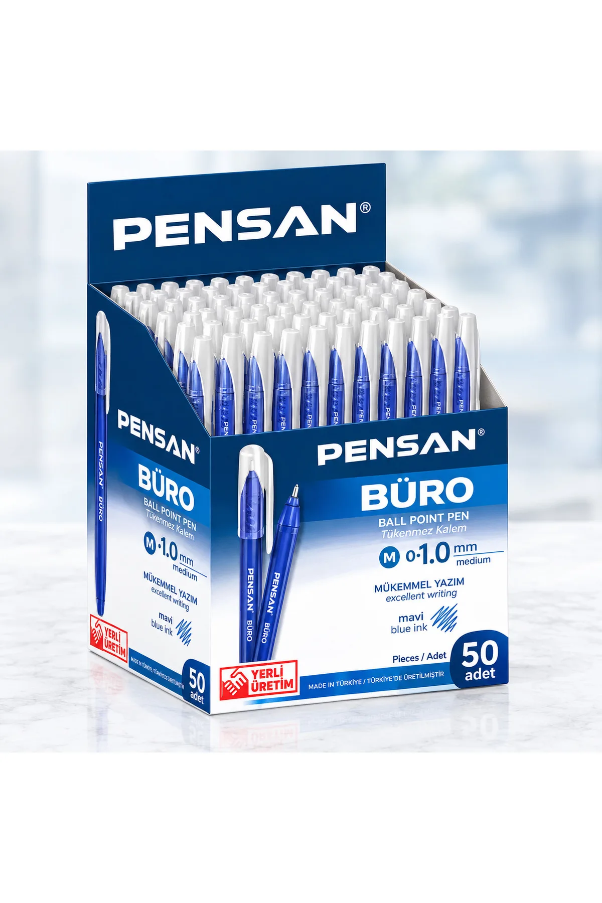 Pensan Büro 1.0 mm Mavi Tükenmez Kalem 50 Adet Kutu