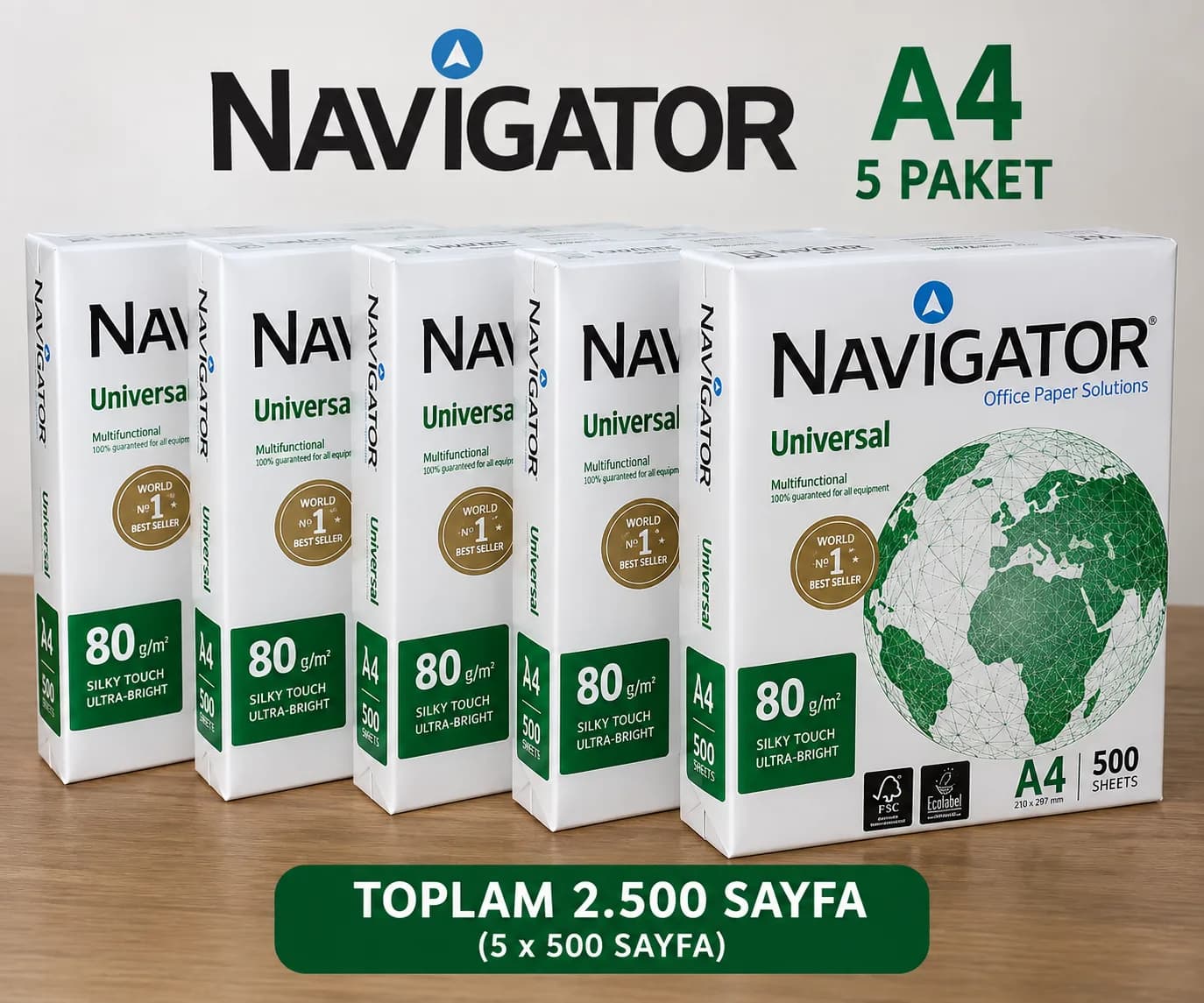 Navigator Universal A4 Copy Paper 80 gsm – 2500 Sheets (5 Packs) – Printer and Photocopier Compatible